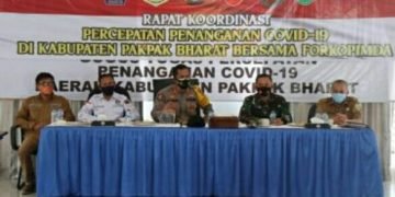 Rapat Koordinasi Peningkatan Disiplin dan Penegakan Hukum Protokol Kesehatan Dalam Rangka Pencegahan Penularan Covid-19 di Kabupaten Pakpak Bharat