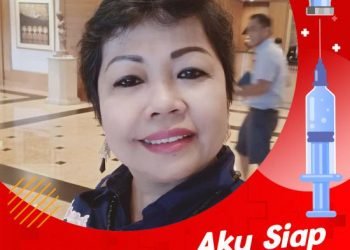 Plt. Kadis Kominfo Kota Siantar Dra. Kartini Batu Bara MM. Siap pertama kali untuk di Vaksin