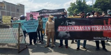 Usut Tuntas Pembunuhan Wartawan Mara Salem Harahap, Puluhan Wartawan Demo ke Poldasu