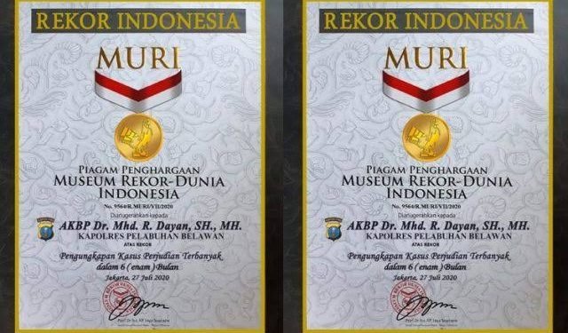 Kapolres Belawan terima penghargaan  Dua dari MURI