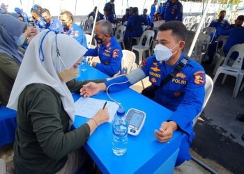 Pecahkan Rekor Donor Darah Terbanyak Se – Kepri Tahun 2021 Oleh Ditpolairud Polda Kepri