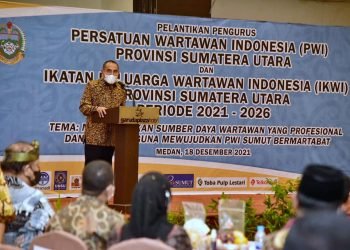 Pengurus PWI Sumut Periode 2021-2026 Dilantik, Gubsu Ajak  Kerja Sama Membangun Sumut