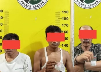 Reskrim Polsek Simpang Empat Polres Asahan Amankan Tiga Pria Kasus Tindak Pidana Narkotika Jenis Sabu