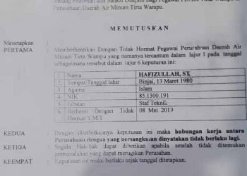 Masyarakat Tanjung Tiram Minta Copot Dirut PDAM Tirta Tanjung
