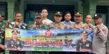 Dalam Rangka HUT TNI Ke 77, Polsek Labuhan Ruku Sambangi Koramil 04