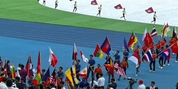 Bendera Indonesia Terbalik di Pra Pembukaan SEA Games 2023