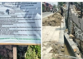 Diduga Salah Perencanaan, Proyek Drainase Dijalan Jawa Pematangsiantar Tumbang.