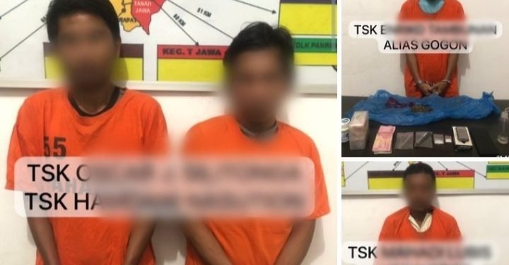 Dikibusi Warga 4 Pria Pengedar Sabu dan Pengguna Ganja Masuk Bui.