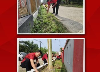 Puasa Bulan Ramadhan tak Menyurutkan Petugas dan Warga Binaan Gotong Royong Bersihkan Branggang dan Lingkungan Lembaga Pemasyarakatan Pemuda Kelas III Langkat