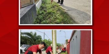 Puasa Bulan Ramadhan tak Menyurutkan Petugas dan Warga Binaan Gotong Royong Bersihkan Branggang dan Lingkungan Lembaga Pemasyarakatan Pemuda Kelas III Langkat