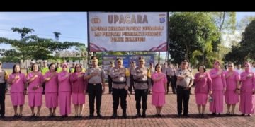 Kapolres Pimpin Upacara Kenaikan Pangkat dan Pelepasan Purnabakti di Polres Simalungun