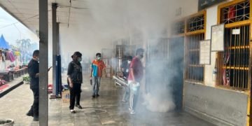 Lapas Kelas IIA Pematangsiantar Kanwil Kemenkumham Sumut Fogging Area Blok Hunian WBP.
