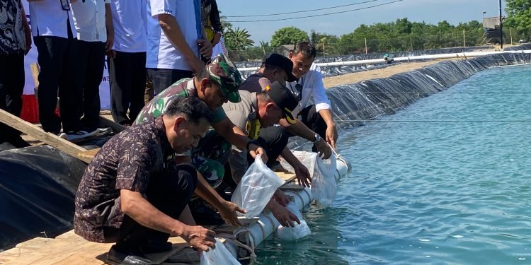 Wakapolres Langkat Hadiri Peresmian Klaster Tambak Udang Bantuan Kementerian Kelautan dan Perikanan di Desa Pasar Rawa