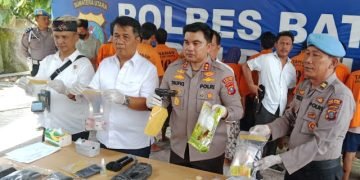 Polres Batu Bara Menggelar Konferensi Pers untuk memaparkan Hasil Ungkapan Kasus Penyalahgunaan Narkotika