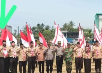 Polmas Desa Bogak Hadiri Penyerahan Bendera Kirab Tangkal Napza Pramuka