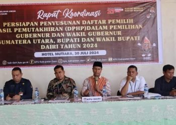KPU Kabupaten Dairi Melaksanakan Rakor Persiapan Penyusunan DPHP