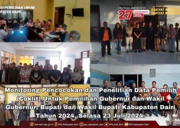 KPU Dairi Laksanakan Monitoring Coklit Pemilihan Gubernur Dan Wakil Serta Bupati Dan Wakil Bupati Tahun 2024