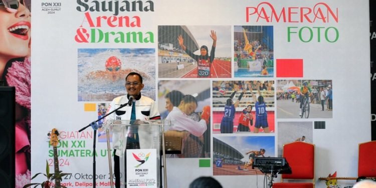 PB PON XXI Wilayah Sumut  menggelar pameran foto Pekan  PON XXI bertema ‘Saujana Arena dan Drama’.