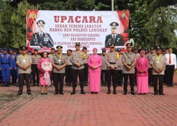 Upacara Sertijab Kabag Ren dan Pelepasan Personel Purnatugas Polres Langkat Berlangsung Khidmat