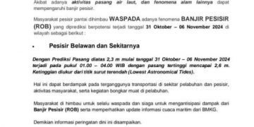 Potensi Pasang 2,3 Meter Hampiri Warga Belawan, BMKG Minta Waspada