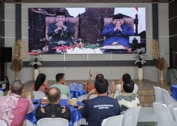 Pjs Wali Kota Drs Matheos Tan MM menghadiri acara nonton bareng (nobar) pelantikan Presiden-Wakil Presiden RI Prabowo Subianto-Gibran Rakabuming Raka