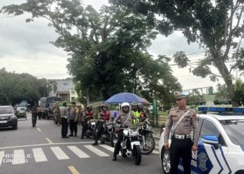Polres Langkat Gelar Patroli Skala Besar Bersama TNI, Satpol PP dan Dishub