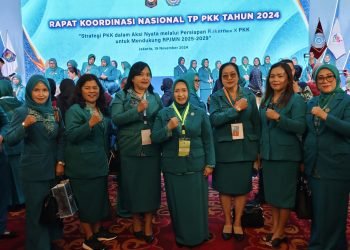 Pjs Ketua TP PKK Kota Pematangsiantar Ny Sonya Sofia TS Matheos Tan SCom menghadiri Rapat Koordinasi Nasional (Rakornas) TP PKK Tahun 2024