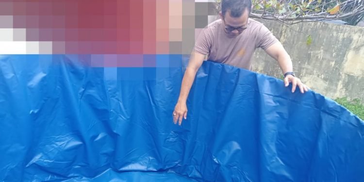 Polres Simalungun Dukung Program Ketahanan Pangan, Kabag SDM Bangun Kolam Ikan