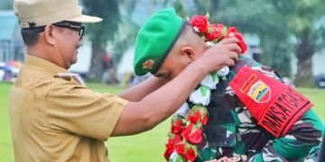 Plt Bupati Simalungun Sambut Pimpin Upacara Penyambutan Satgas Pamtas Yonif 122/TS Usai Bertugas di Papua