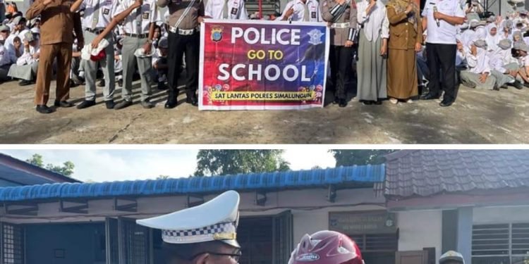 Sat Lantas Polres Simalungun Edukasi Disiplin Berlalu Lintas pada Upacara Sekolah di SMK Negeri 1