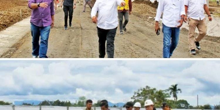 Bupati Radiapoh Meninjau Progres Pembangunan Stadion Mini Pematang Raya