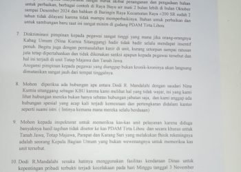 Beredar Surat Kaleng Soal Laporan Bobroknya Manajemen PDAM Tirta Lihou Kabupaten Simalungun