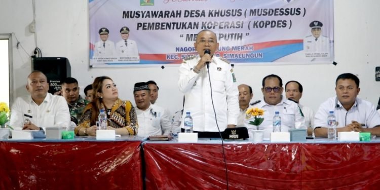Dukung Realisasi Program Asta Cita Presiden RI Memperkuat Ekonomi Rakyat, Bupati Simalungun Buka Musdessus Pembentukan Kopdes Merah Putih di Nagori Rambung Merah