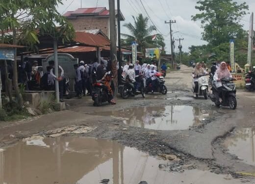 Miris!! Jalan Besar Menuju Desa Ujung Kubu Bak Kubangan Kerbau, Tokoh Masyarakat Curhat di Medsos
